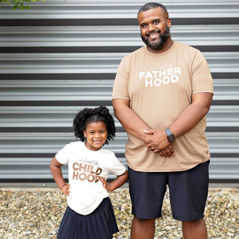 Father, Son, Daughter- No Hood like Fatherhood/Childhood- Vintage Brown/Natural (2 Set Shirts)