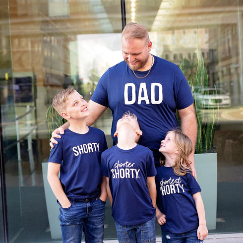 Dad, Mom, Shorty Matching T-shirt Set - Navy