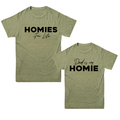 Dad Matching- Homies for life/ Dad is my Homie POCKET DESIGN Matching (Set of Two) (Black)