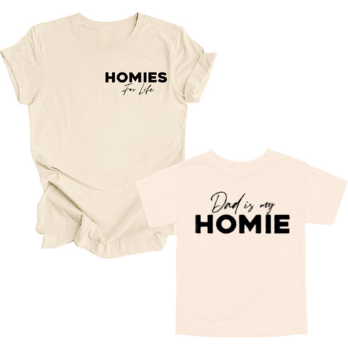 Dad Matching- Homies for life/ Dad is my Homie POCKET DESIGN Matching (Set of Two) (Black)