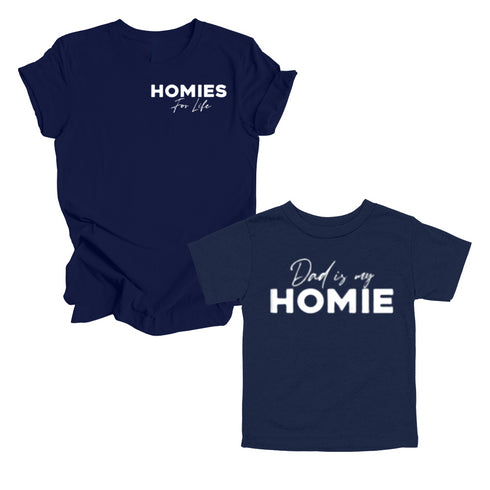 Dad Matching- Homies for life/ Dad is my Homie POCKET DESIGN Matching (Set of Two) (Black)