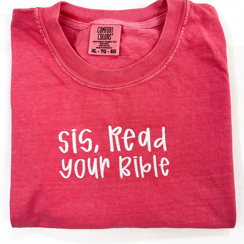 Sis, Read Your Bible - Embroidered Adult T-shirt/Comfort Colors