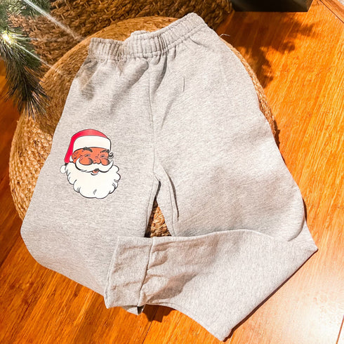 Jolly Santa Pocket Print Fleece Joggers- Youth and Adult
