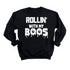Mommy and Me - Halloween Matching Set - Rollin' With My Boos - Black Sweatshirt/T-shirt
