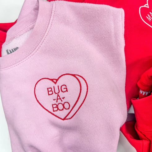 Valentines Day Embroidered Heart - Adult/Kids Sweatshirt