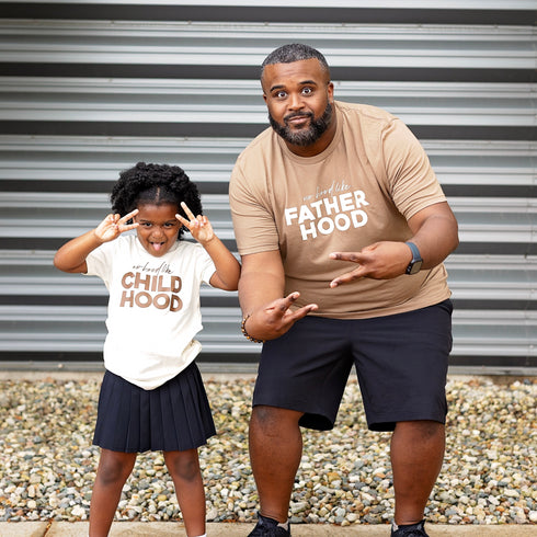 Father, Son, Daughter- No Hood like Fatherhood/Childhood- Vintage Brown/Natural (2 Set Shirts)