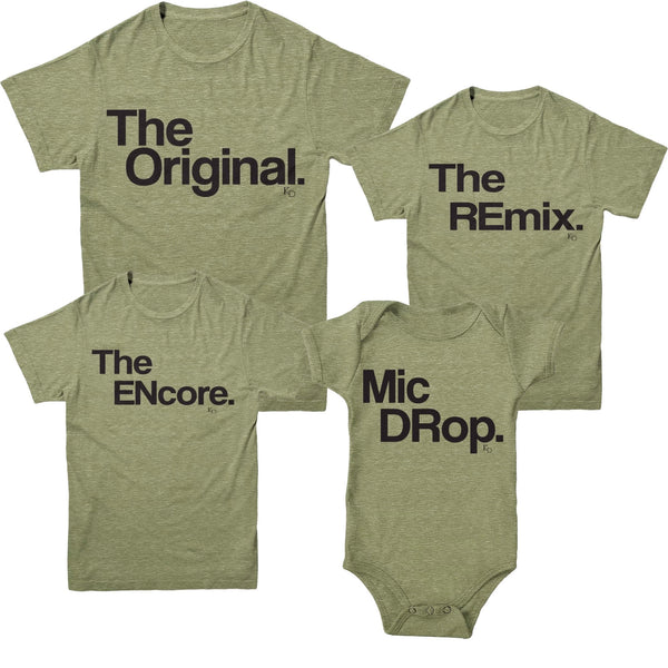 The Original The Remix The Encore® Family, sibling, Father and child Matching Outfit - Heather Olive