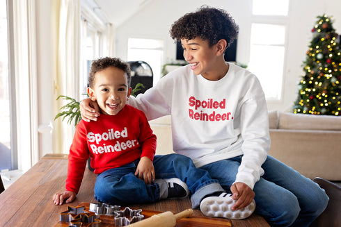 Christmas Mama Claus, Daddy Claus, and Spoiled Reindeer Family Sweatshirt set