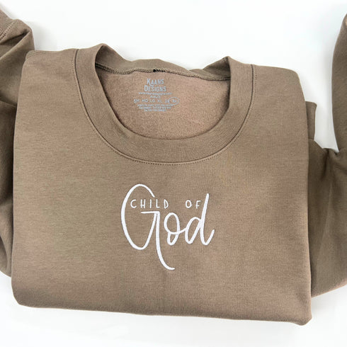 embroidered sweatshirt, religious child of god thread
