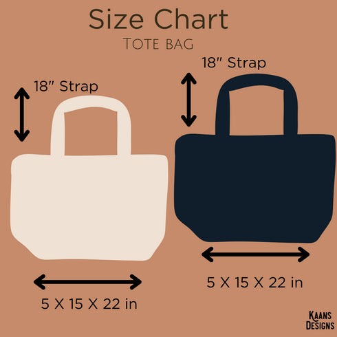 Sizing chart for tote bag