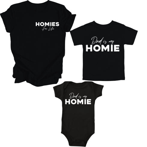 Coordinating Dad and Child - Pocket Style Homies for Life ( Multiple Colors)