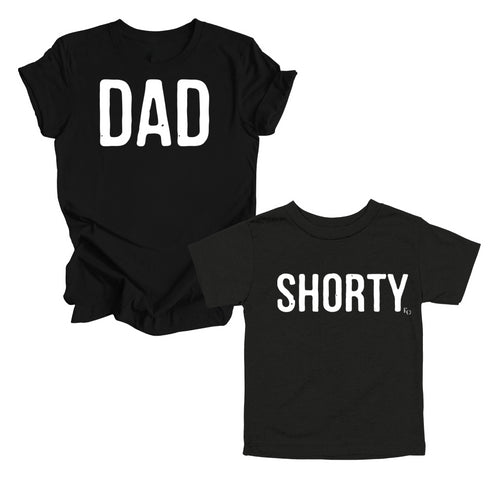 Dad, Mom, Shorty Matching T-shirt Set - Black