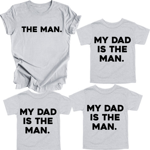 Dad Shirt Set - The Man/My Dad Is The Man - Heather Grey (2 Set Shirts)