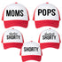 Family Hats - Moms, Pops, Shorty (red/white)