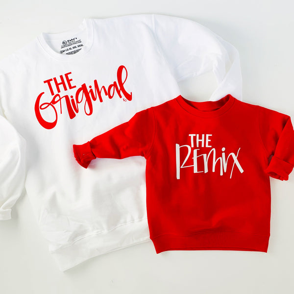 The Original The Remix The Encore | Matching Tshirt Set | Red and White | Mommy and Me | Unisex Tops | Kaans Designs