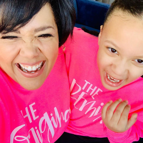 The Original The Remix The Encore® Curvy Script Sweatshirts- Highlighter Pink