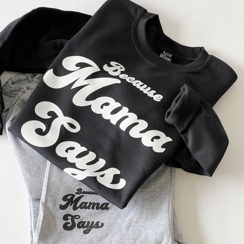 cool mom shirts, mommy and mini, matching outfits, sweater, t-shirt, shirt, women accessory, mom outfit, mama tee, because mama says, mom shirt ideas, little mama shirt shop,