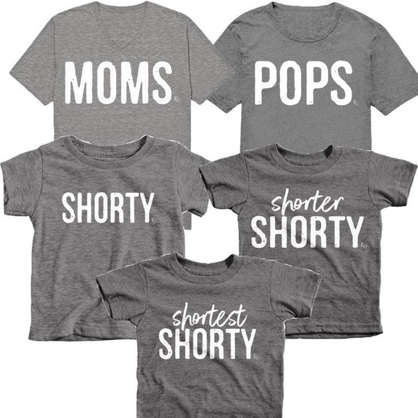 matching family tshirt set, moms pops and shorty