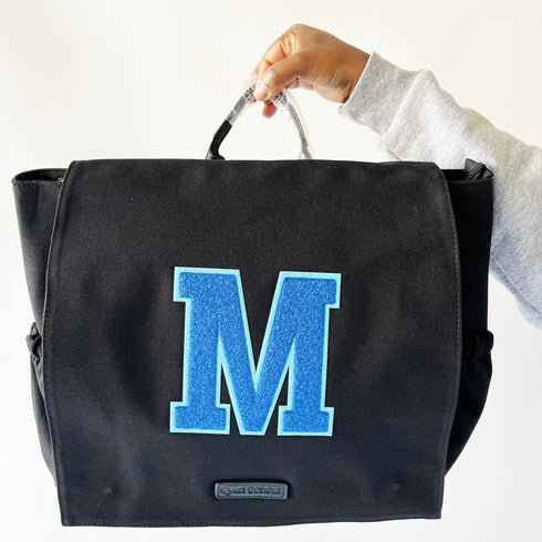 custom large varsity letter patch, iron on, Blue and light blue, personalize, chenille patches