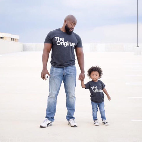 black, father, son, black owned, daddy's mini me, little boy clothing, toddler shirt, graphic tees, daddy, child, joy, curly hair, bald