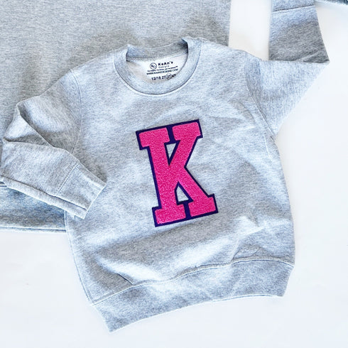 Customizable Patch Sweatshirt - Single Letter Chenille Patch