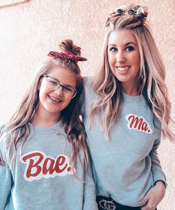 Mother Daughter - Girl Mom Pullover Set (Heather Grey)