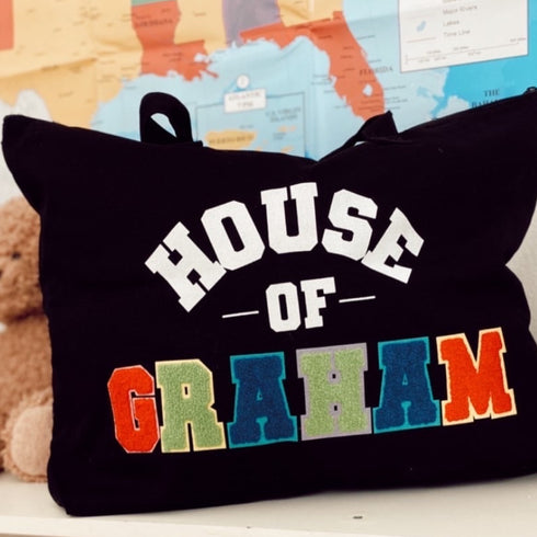 Large Customized Cosmetic Toiletry Bag-Travel Bag-SEWN ON- Personalized Bag-Bridesmaid Gift-Birthday Gift-Gifts For Her kaans designs Chenille patch travel bag tote bag teacher bag Pregnant pregnancy gift personalized bag motherhood mom bags large bag gift diaper bag custom bag canvas bag bag baby shower baby bag Baby announcement