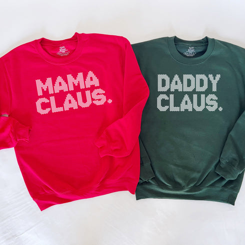 Red mama claus sweatshirt green daddy Claus sweatshirt for Christmas matching