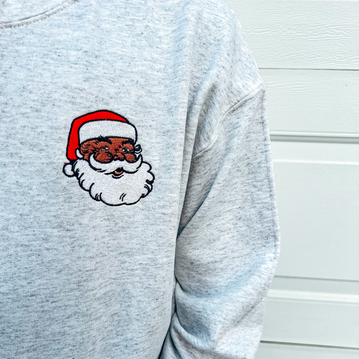 Jolly Santa Embroidered Christmas Sweatshirt - Pocket Style (Adult and ...